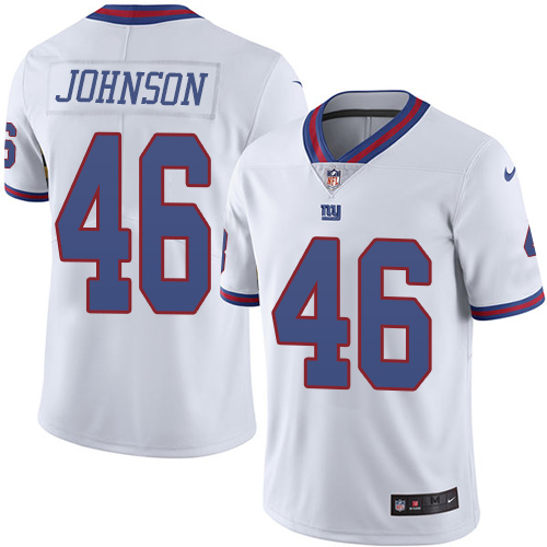 Men's Limited Will Johnson Nike Jersey White - #46 Rush NFL New York Giants